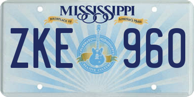 MS license plate ZKE960