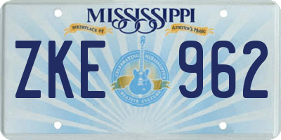 MS license plate ZKE962