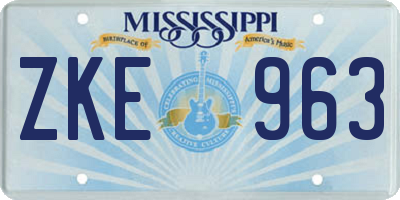 MS license plate ZKE963