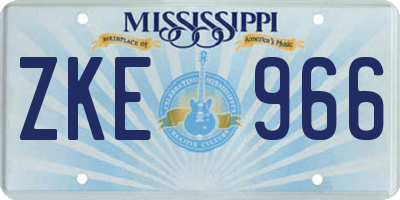MS license plate ZKE966