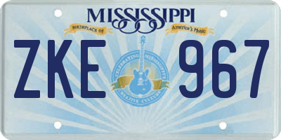 MS license plate ZKE967