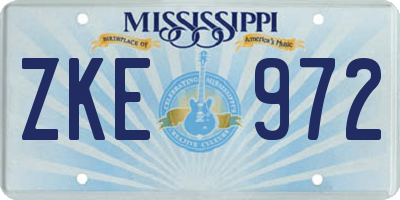 MS license plate ZKE972