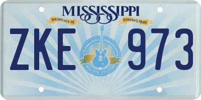 MS license plate ZKE973