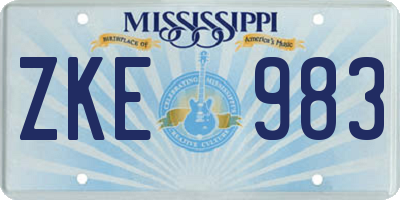 MS license plate ZKE983