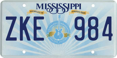 MS license plate ZKE984