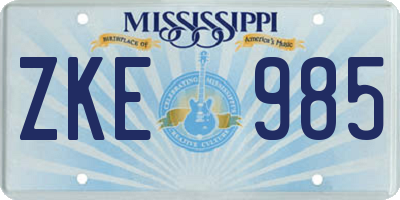 MS license plate ZKE985