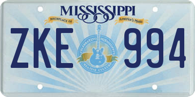 MS license plate ZKE994