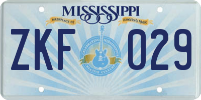 MS license plate ZKF029