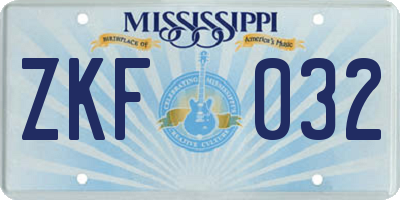 MS license plate ZKF032