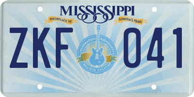 MS license plate ZKF041