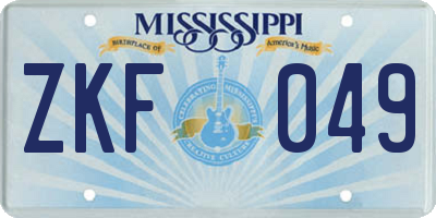MS license plate ZKF049