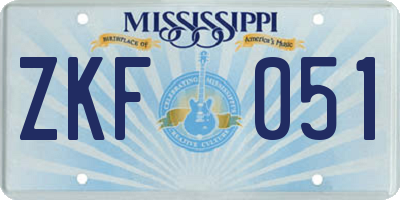 MS license plate ZKF051