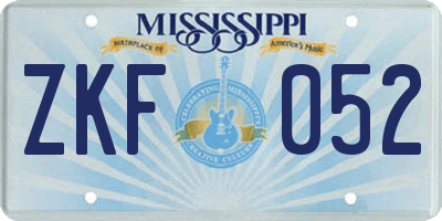 MS license plate ZKF052