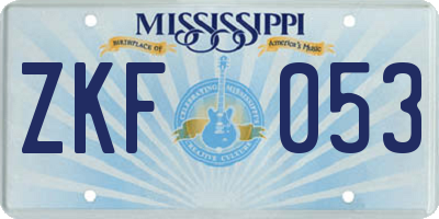 MS license plate ZKF053