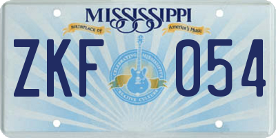 MS license plate ZKF054