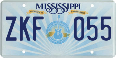 MS license plate ZKF055