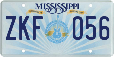 MS license plate ZKF056
