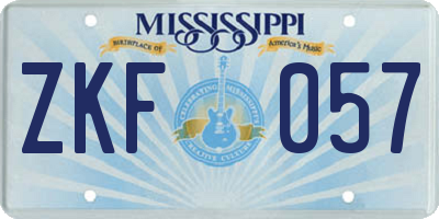 MS license plate ZKF057