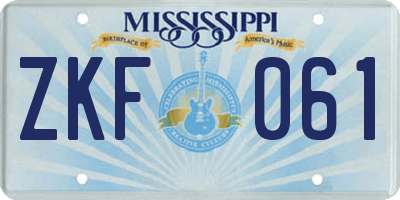 MS license plate ZKF061