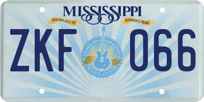 MS license plate ZKF066