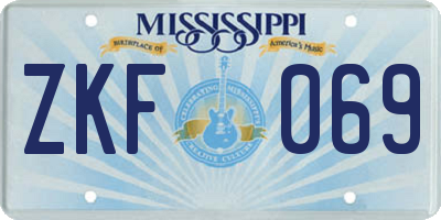 MS license plate ZKF069