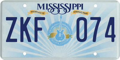 MS license plate ZKF074
