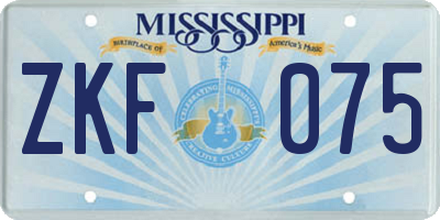 MS license plate ZKF075