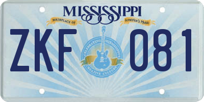 MS license plate ZKF081
