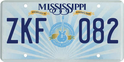 MS license plate ZKF082