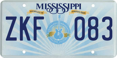 MS license plate ZKF083