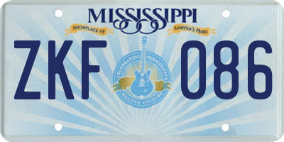 MS license plate ZKF086