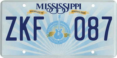 MS license plate ZKF087