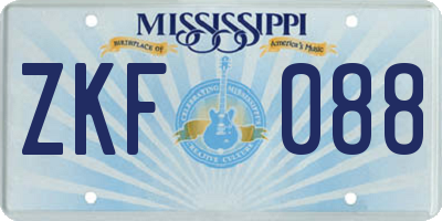 MS license plate ZKF088
