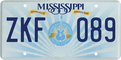 MS license plate ZKF089