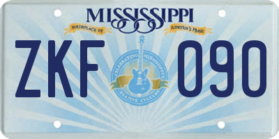 MS license plate ZKF090