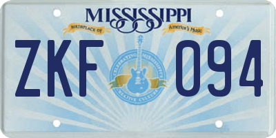 MS license plate ZKF094