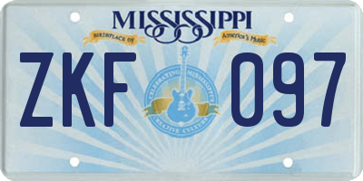 MS license plate ZKF097