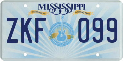 MS license plate ZKF099