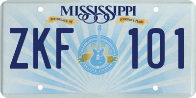 MS license plate ZKF101