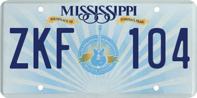 MS license plate ZKF104