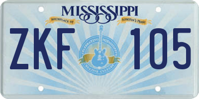 MS license plate ZKF105