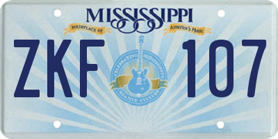 MS license plate ZKF107