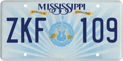 MS license plate ZKF109