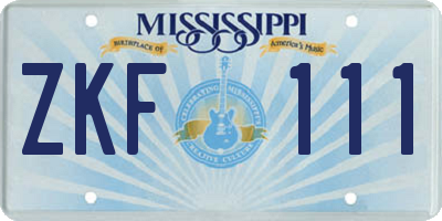 MS license plate ZKF111