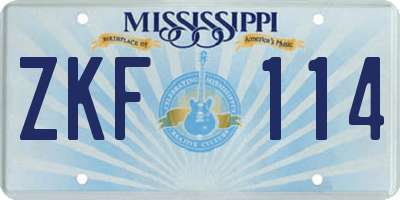 MS license plate ZKF114