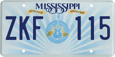 MS license plate ZKF115