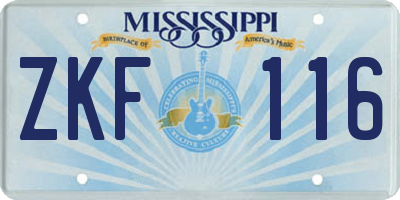 MS license plate ZKF116