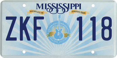 MS license plate ZKF118