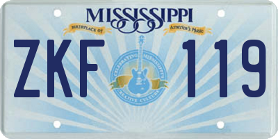 MS license plate ZKF119