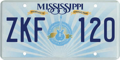 MS license plate ZKF120